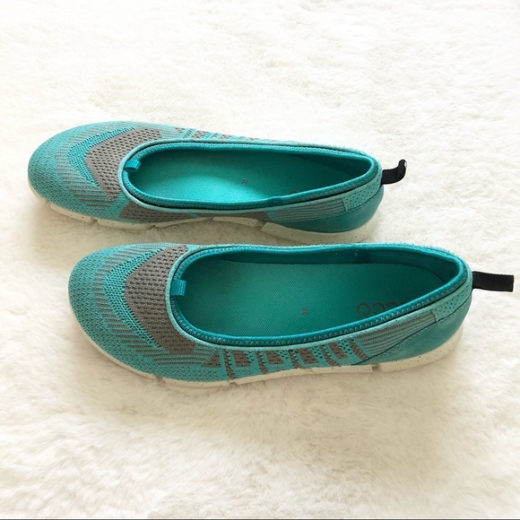 ECCO Womens Teal Blue Ballet Flats Size 8 Vacation Comfort Shoe - Picture 4 of 9